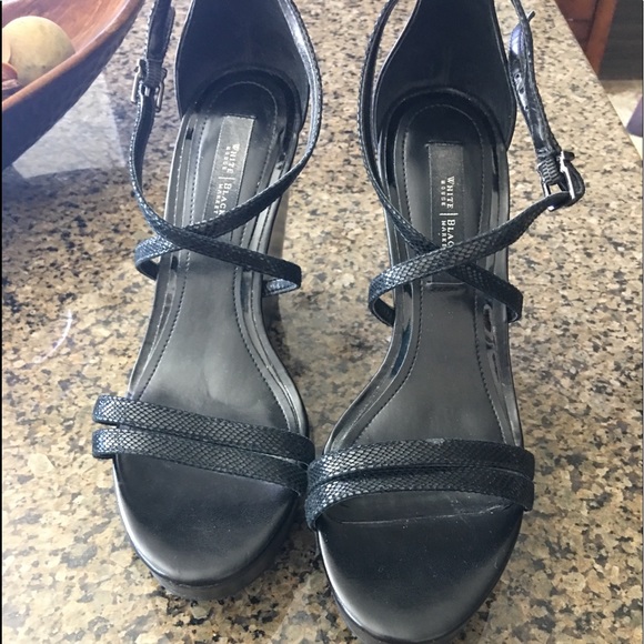 WHBM Black wedge Sandel worn twice. - Picture 2 of 2